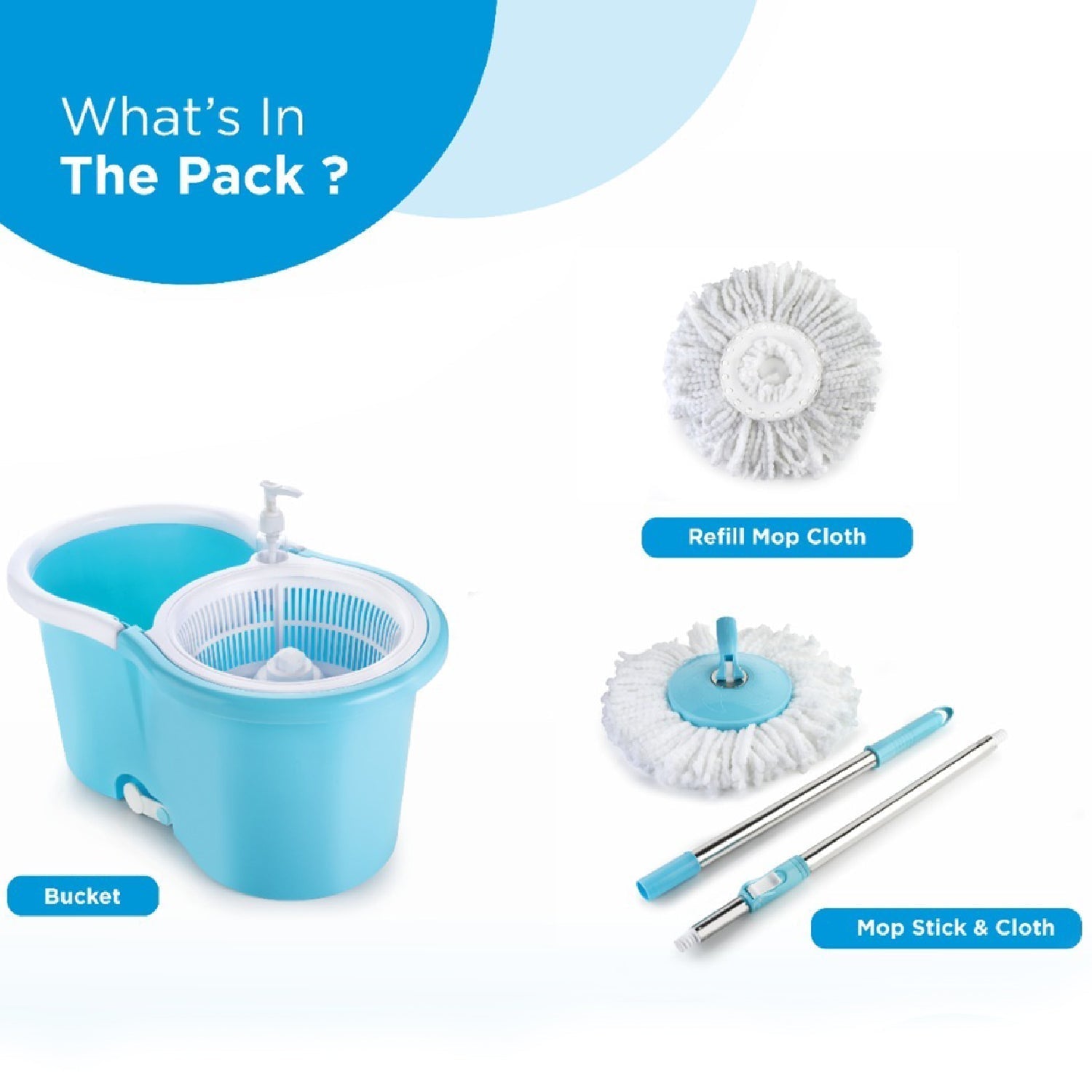 8702 Plastic Spinner Bucket Mop 360 Degree Self Spin Wringing with 2 Absorbers for Home and Office Floor Cleaning Mops Set DeoDap 8702 Plastic Spinner Bucket Mop 360 Degree Self Spin Wringing with 2 Absorbers for Home and Office Floor Cleaning Mops Set DeoDap
